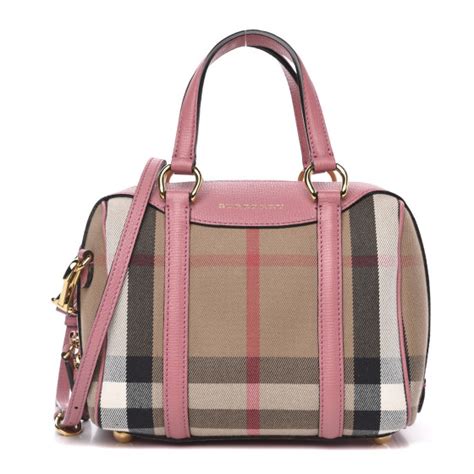 Burberry Pink House Check Alchester Bowler Bag Small 